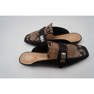 Nine West Winnie Snakeskin Square Toe Animal Print Trendy Comfort Loaer Mule 8.5